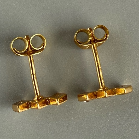 14k Gold Vermeil Geometric Earrings with Dazzling Gemstones - Picture 12 of 12